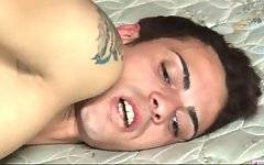 Hot tranny drills young guy in doggy style
